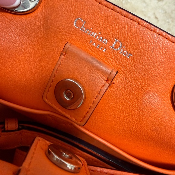 Dior Purple Leather Satchel with Orange Handles - Picture 2 of 5